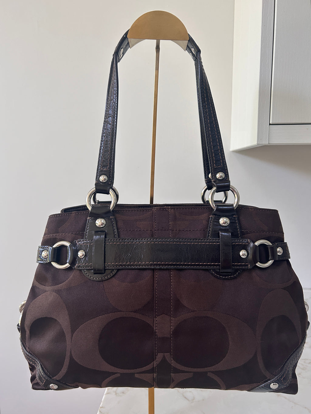 Vintage Coach Carly chocolate brown shoulder bag