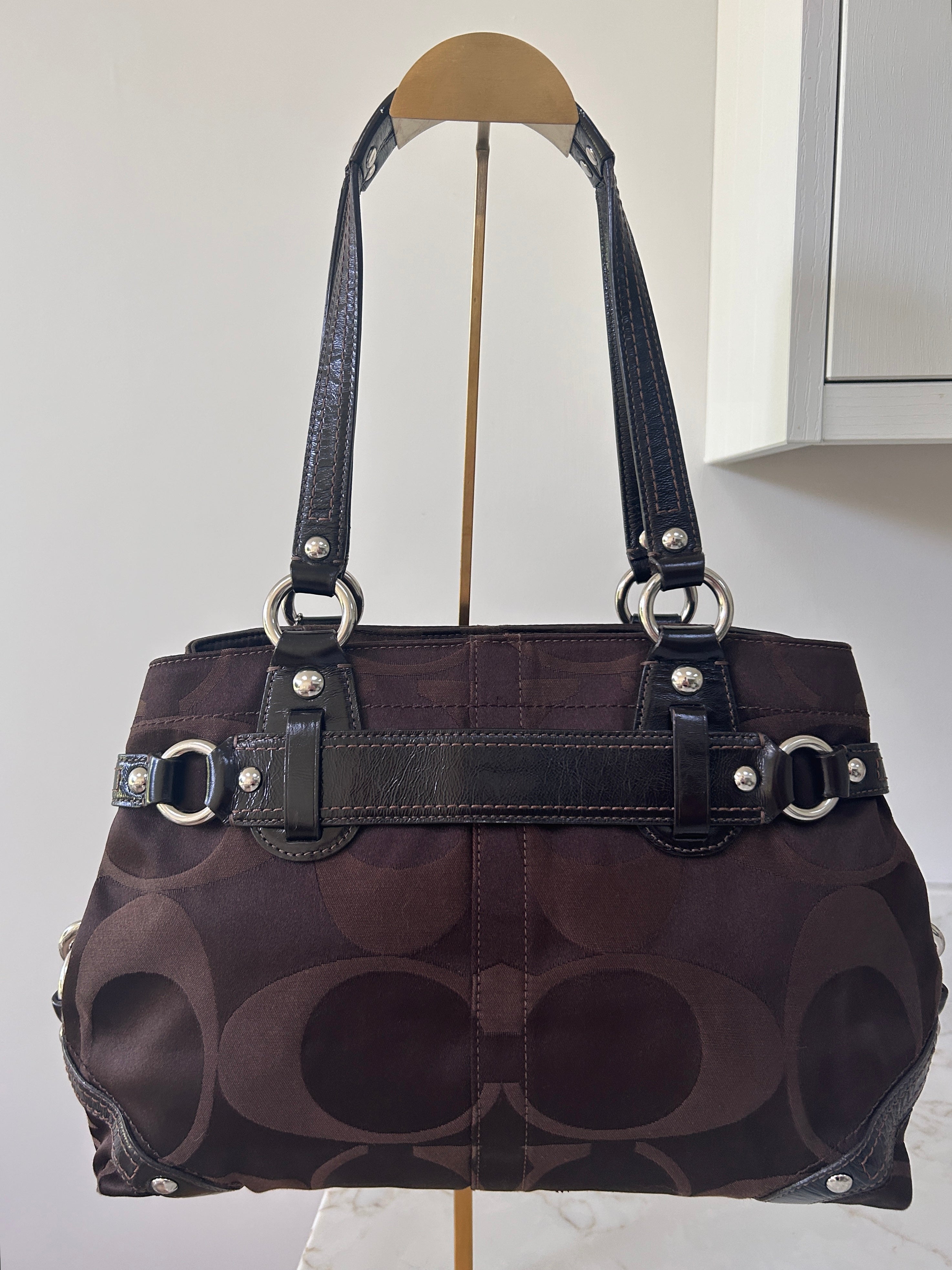 Vintage Coach Carly chocolate brown shoulder bag