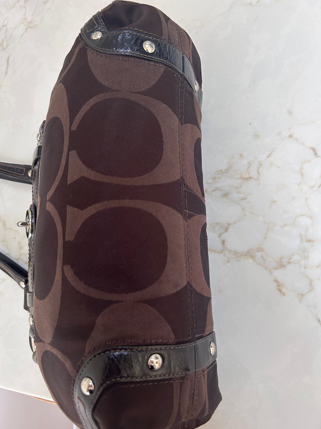 Vintage Coach Carly chocolate brown shoulder bag