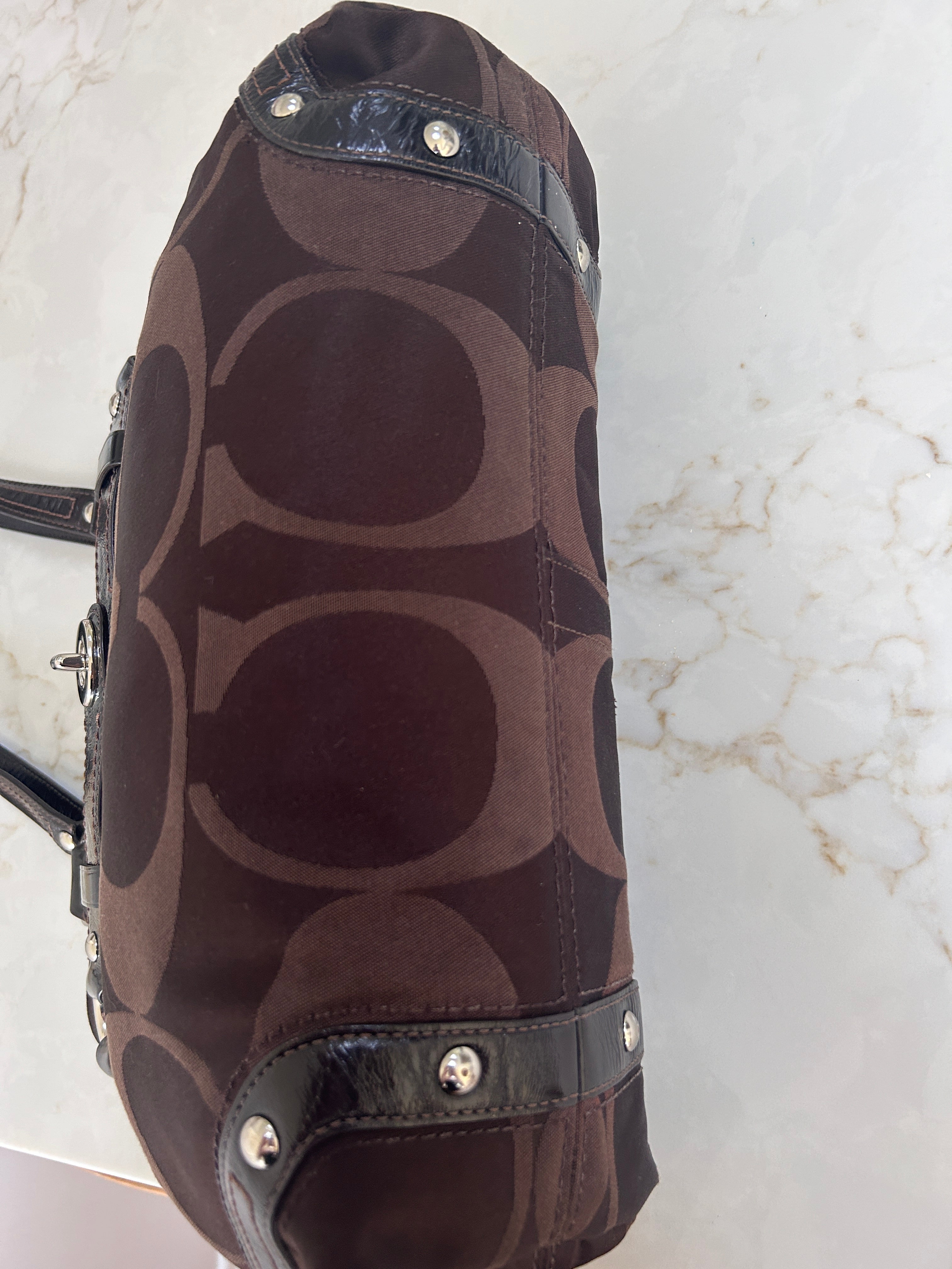 Vintage Coach Carly chocolate brown shoulder bag