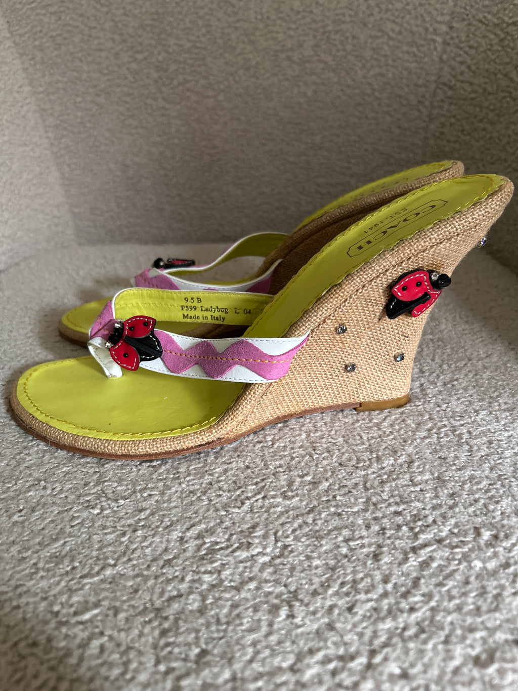 Vintage Coach rare ladybird wedges