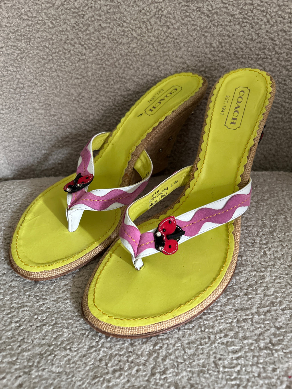 Vintage Coach rare ladybird wedges