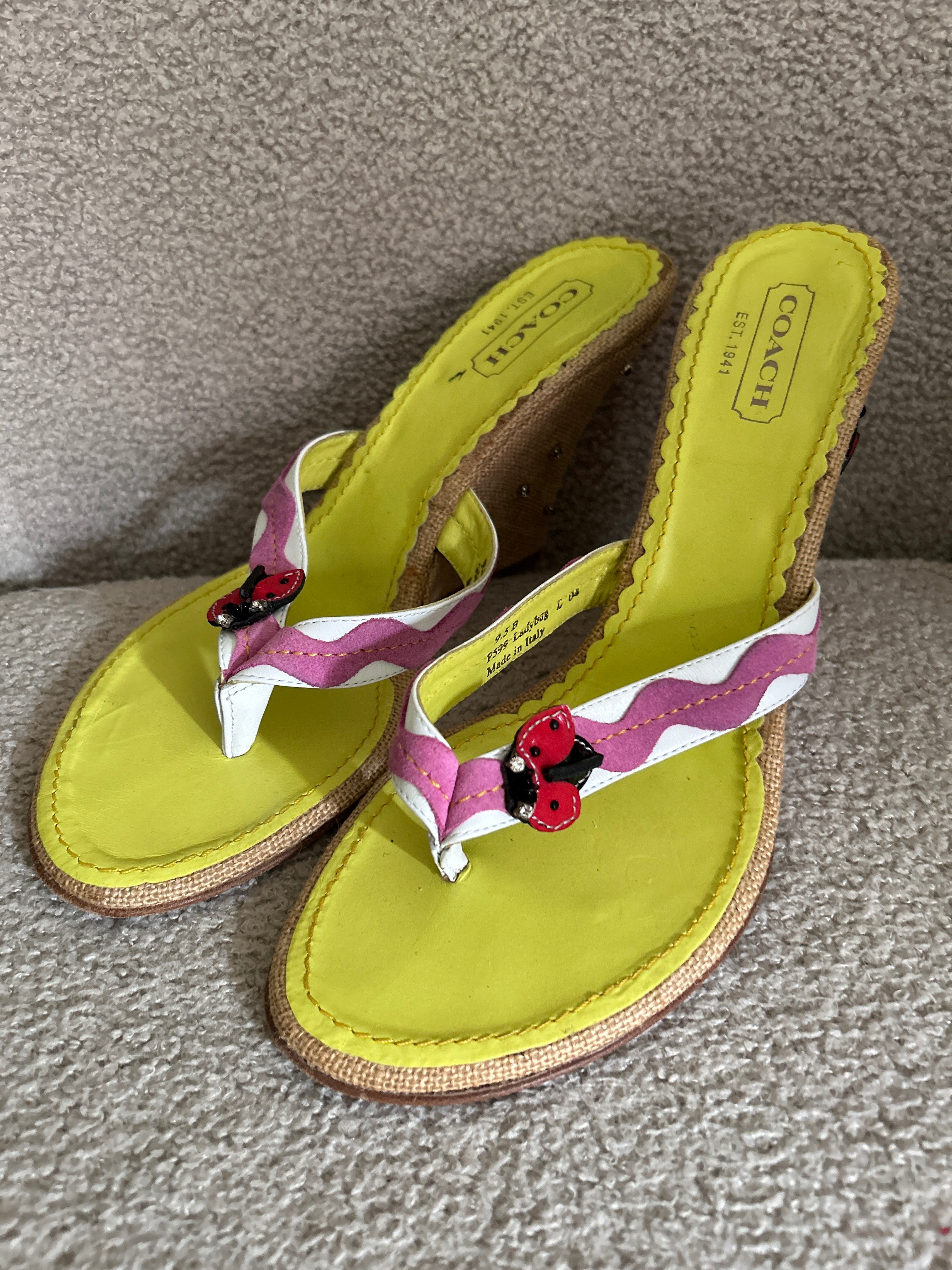 Vintage Coach rare ladybird wedges
