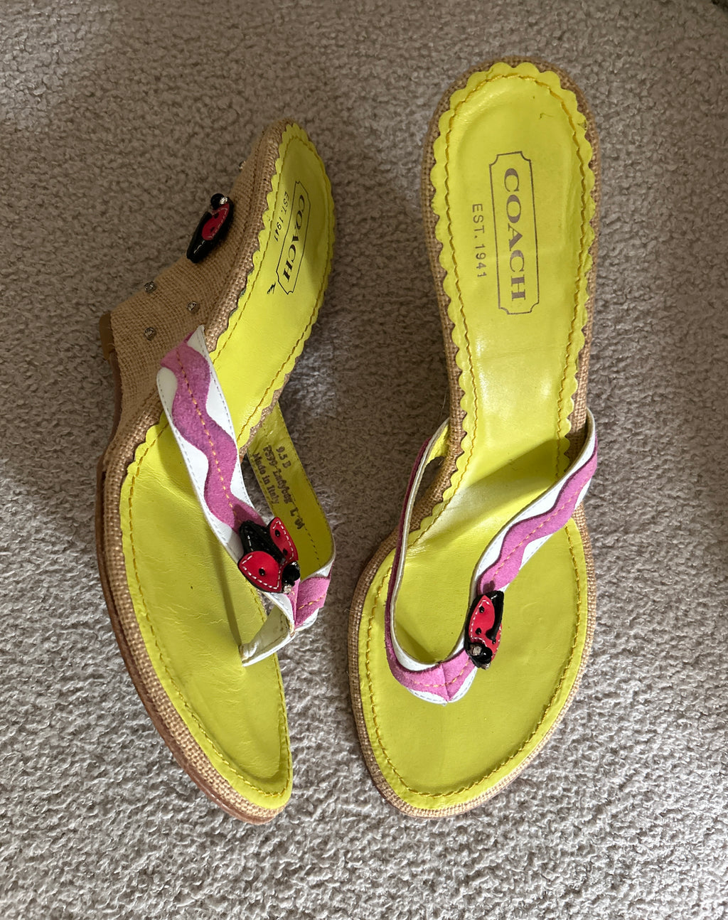 Vintage Coach rare ladybird wedges