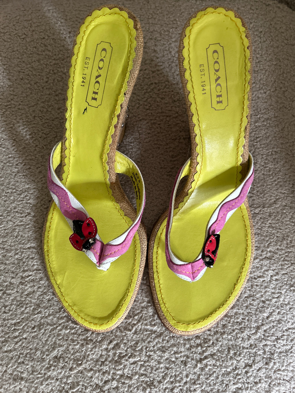 Vintage Coach rare ladybird wedges