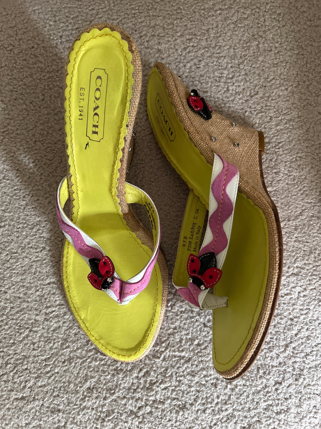 Vintage Coach rare ladybird wedges