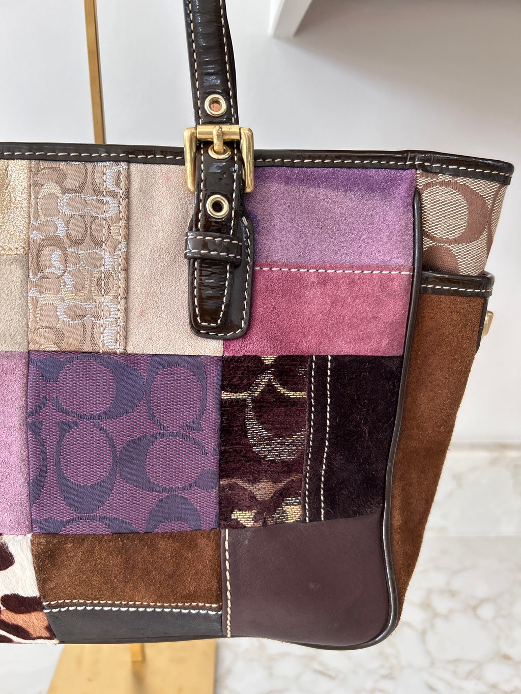 Vintage Coach patchwork shoulder bag