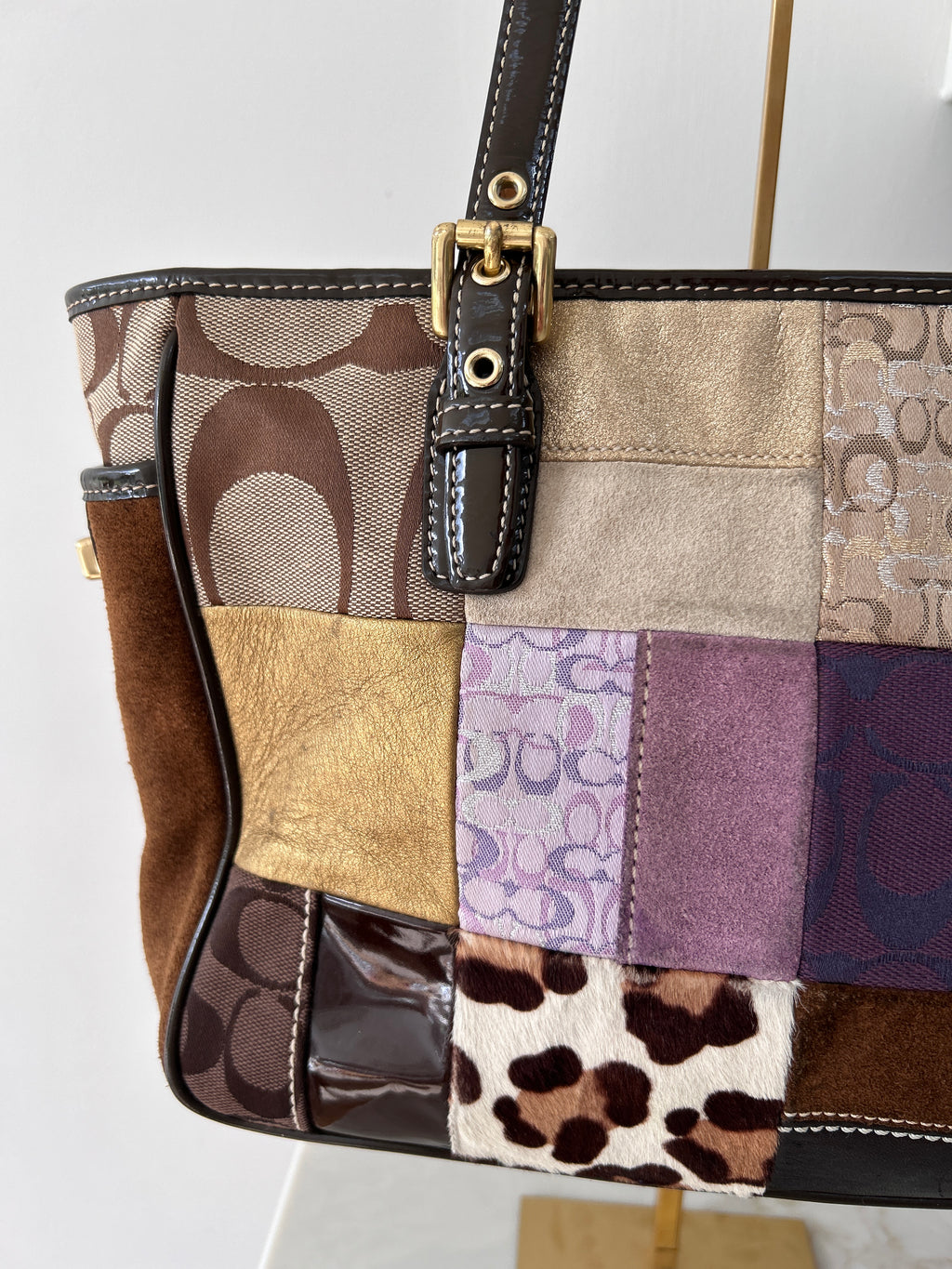 Vintage Coach patchwork shoulder bag