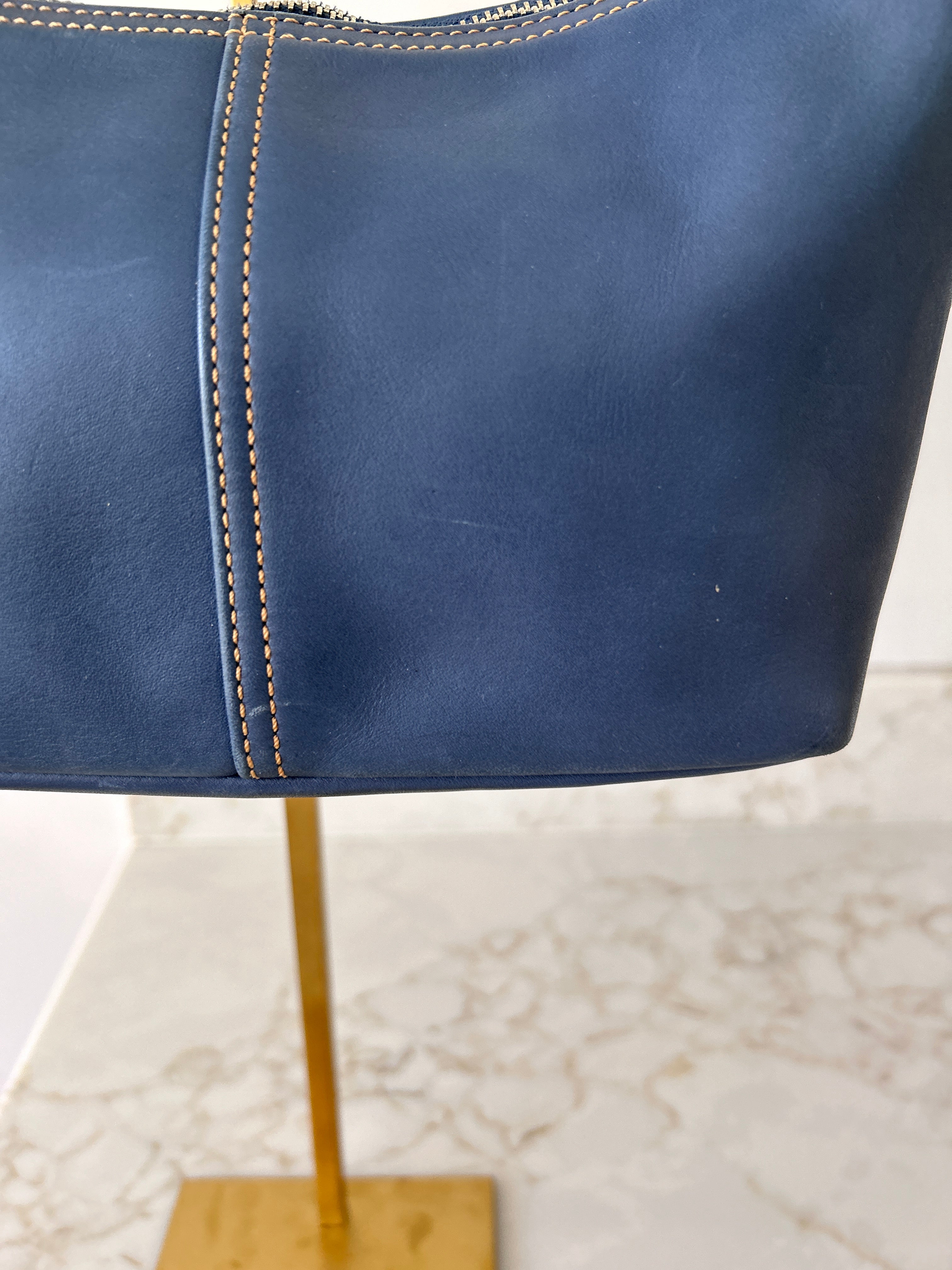 Vintage Coach blue leather shoulder bag