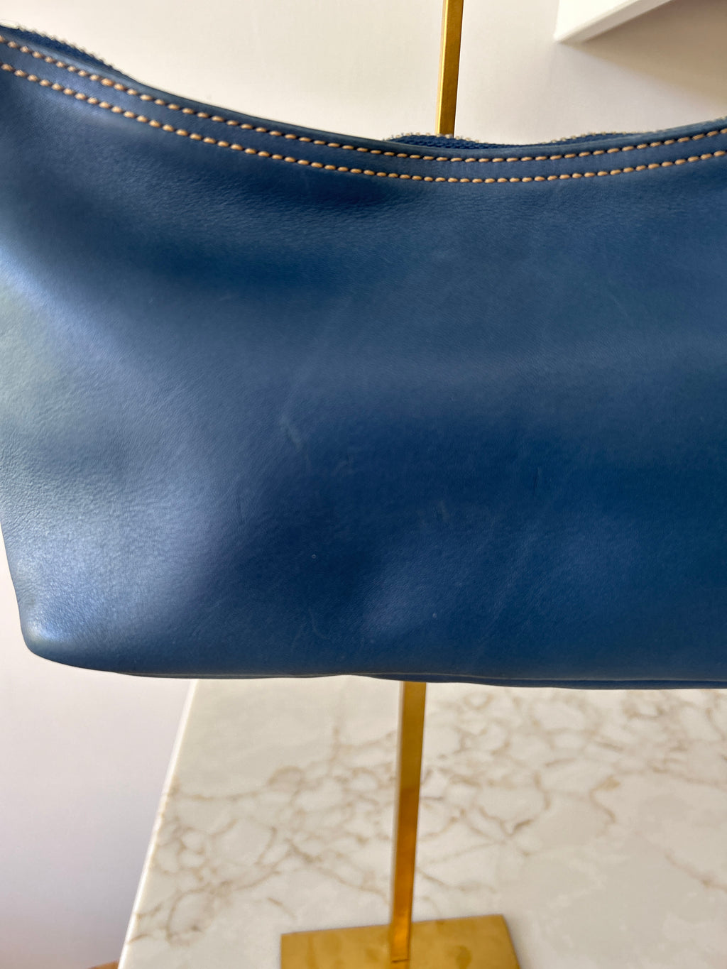 Vintage Coach blue leather shoulder bag