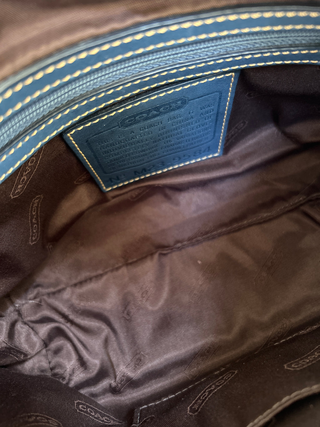 Vintage Coach blue leather shoulder bag