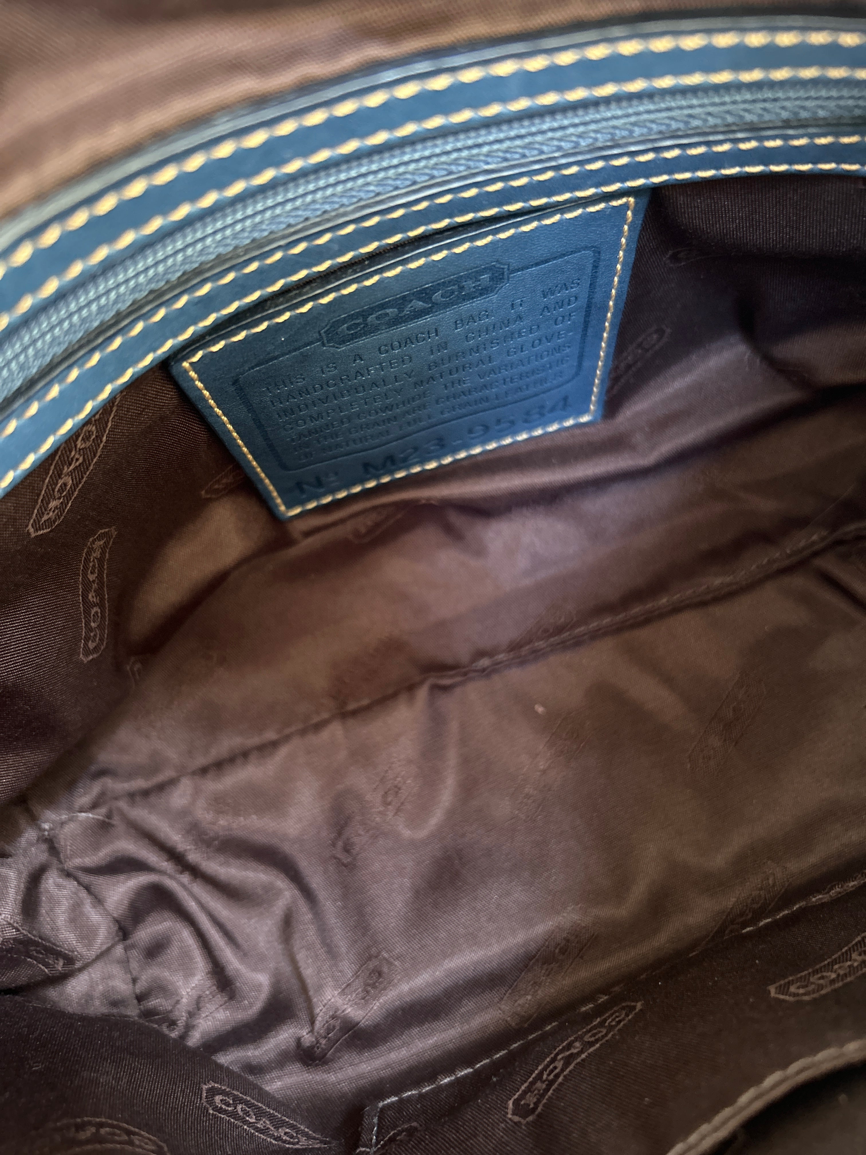 Vintage Coach blue leather shoulder bag