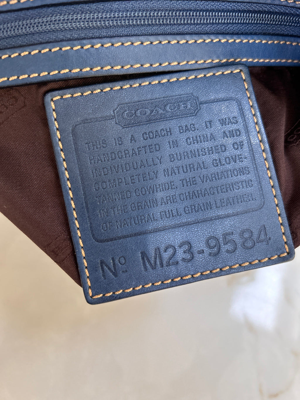 Vintage Coach blue leather shoulder bag