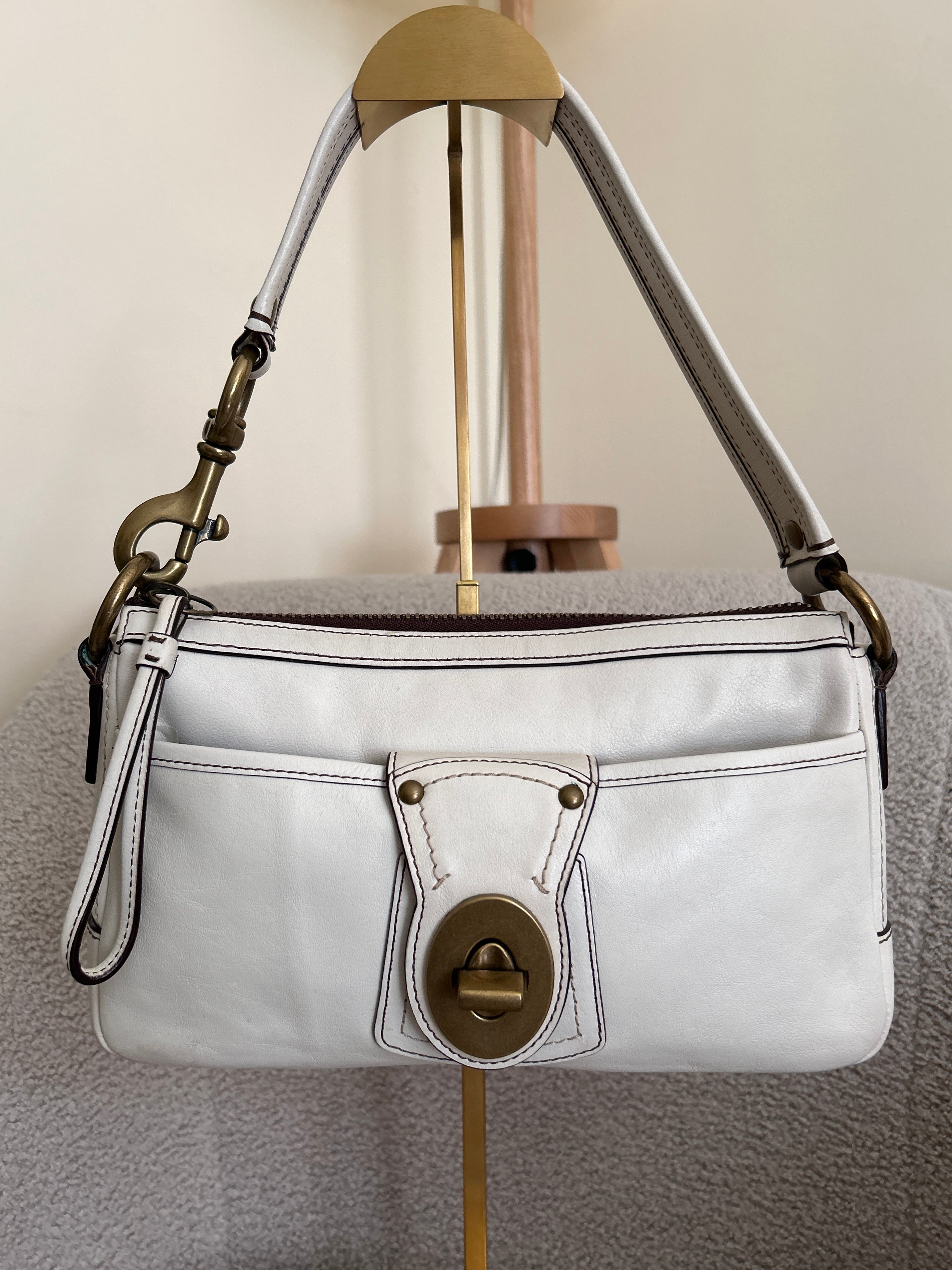 Vintage Coach 65th Anniversary Legacy white leather shoulder bag