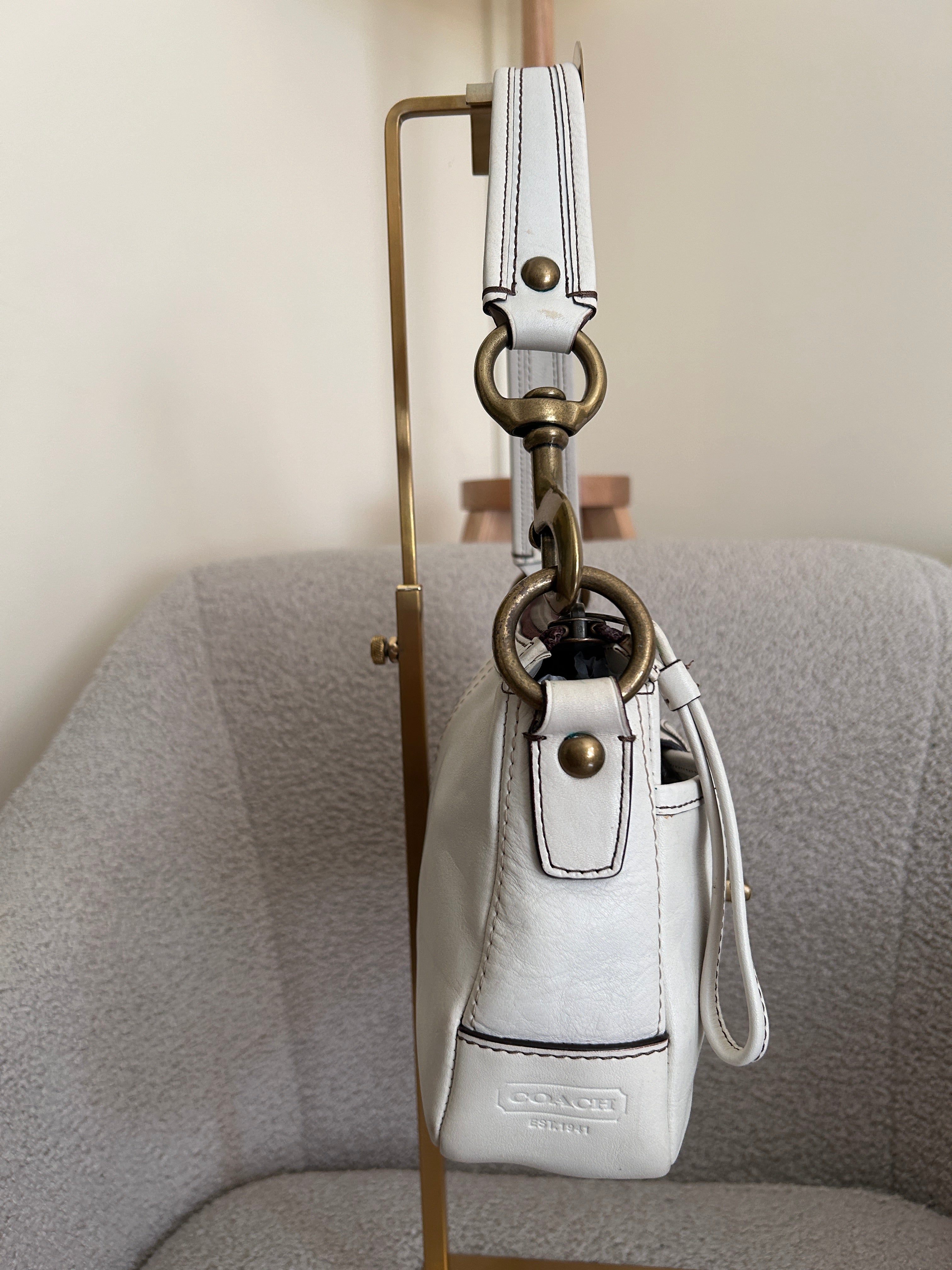 Vintage Coach 65th Anniversary Legacy white leather shoulder bag