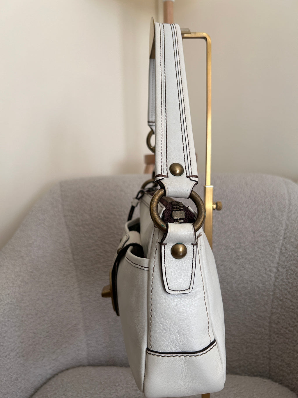 Vintage Coach 65th Anniversary Legacy white leather shoulder bag