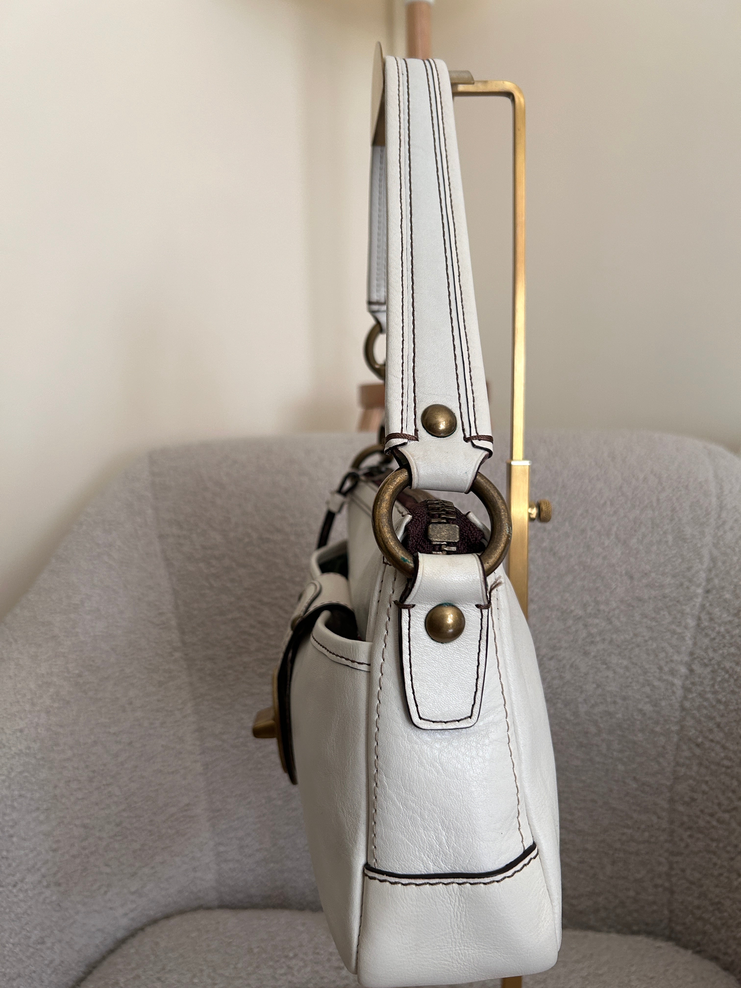 Vintage Coach 65th Anniversary Legacy white leather shoulder bag