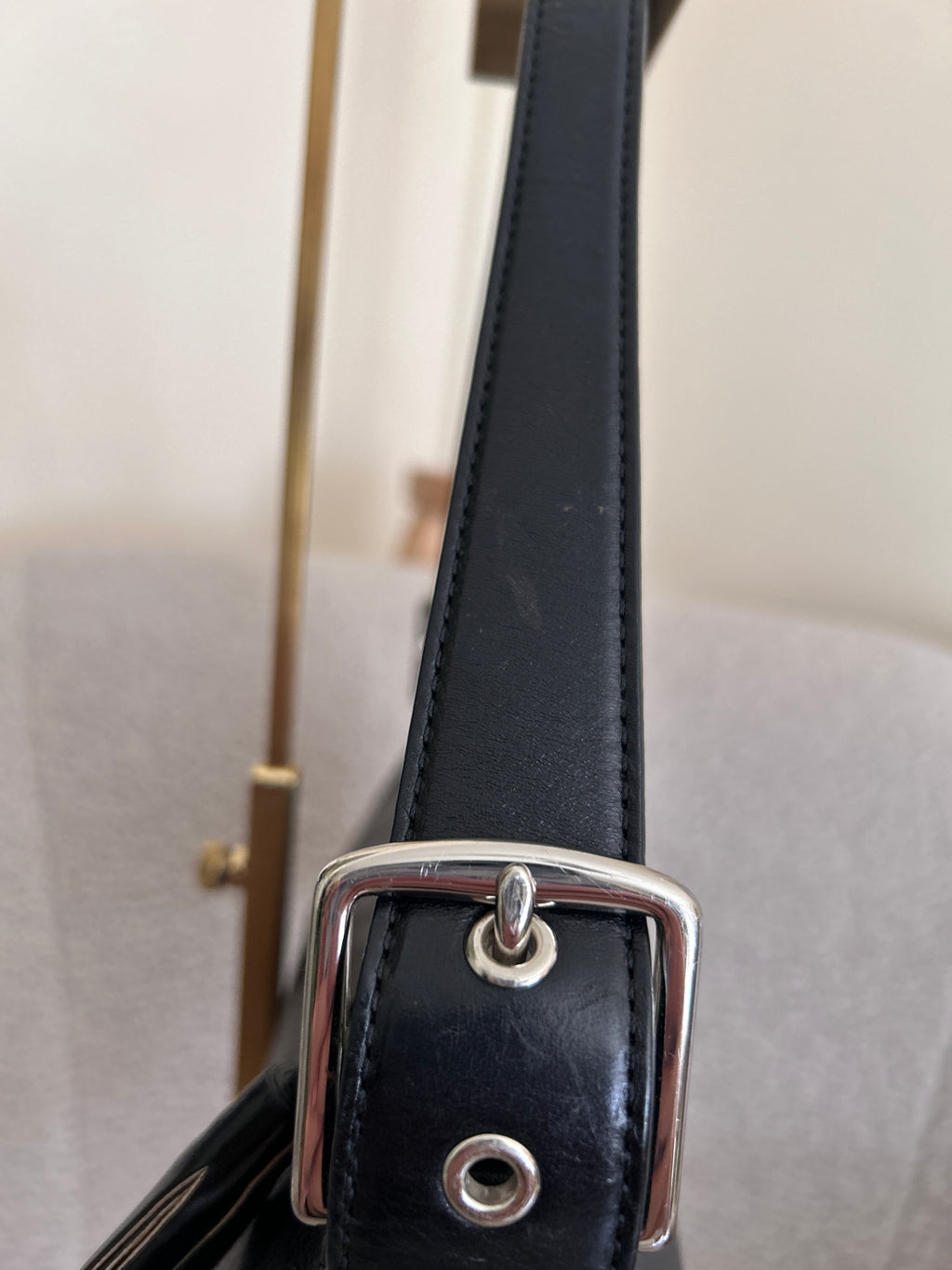 Vintage Coach black leather baguette shoulder bag