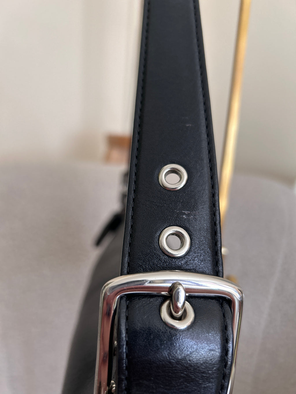 Vintage Coach black leather baguette shoulder bag