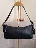 Vintage Coach black leather baguette shoulder bag