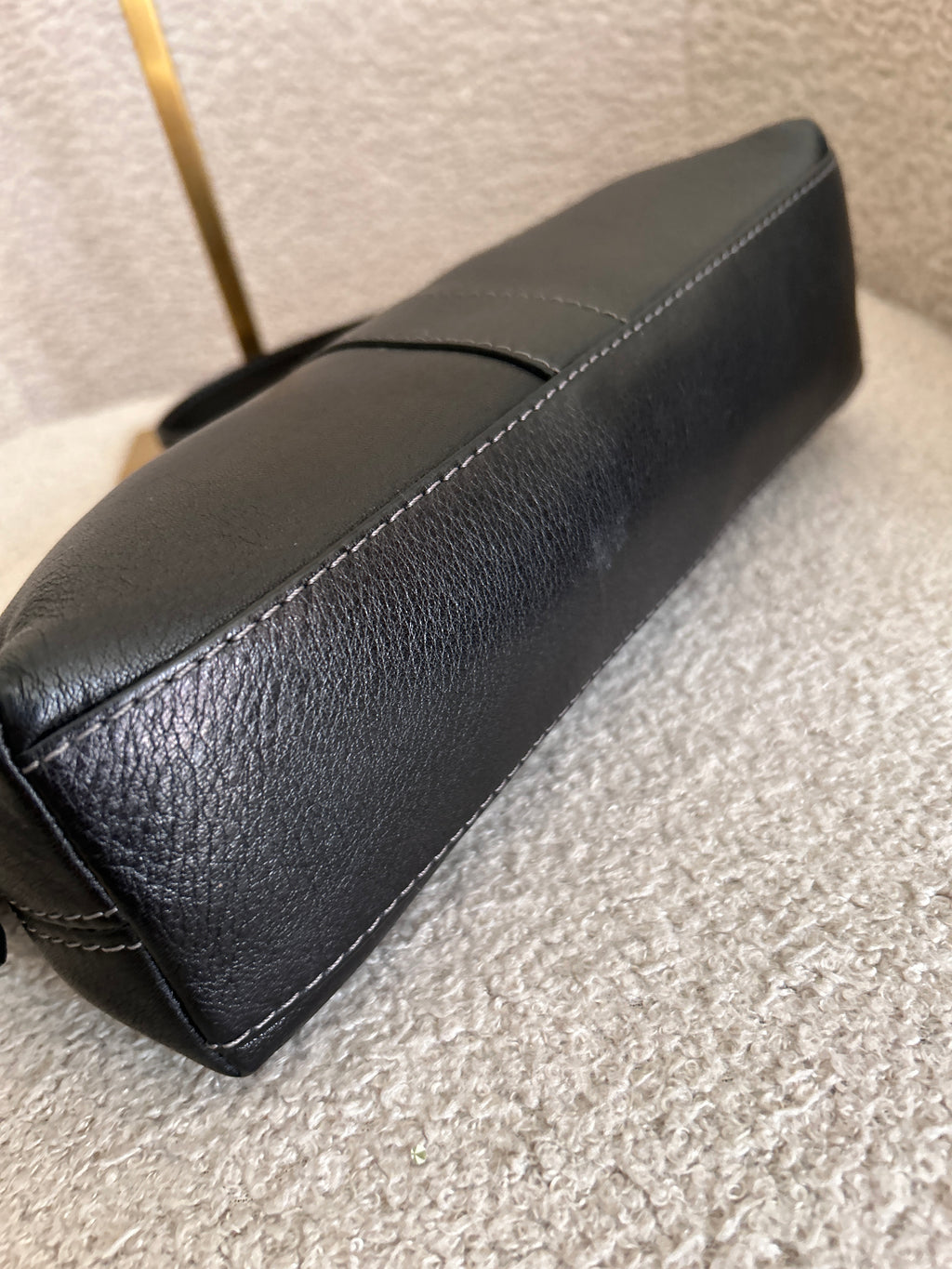 Vintage Coach black leather baguette shoulder bag