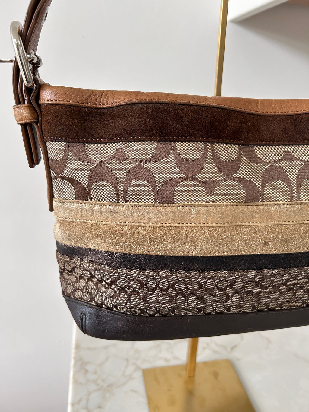 Vintage Coach patchwork shoulder bag and wristlet