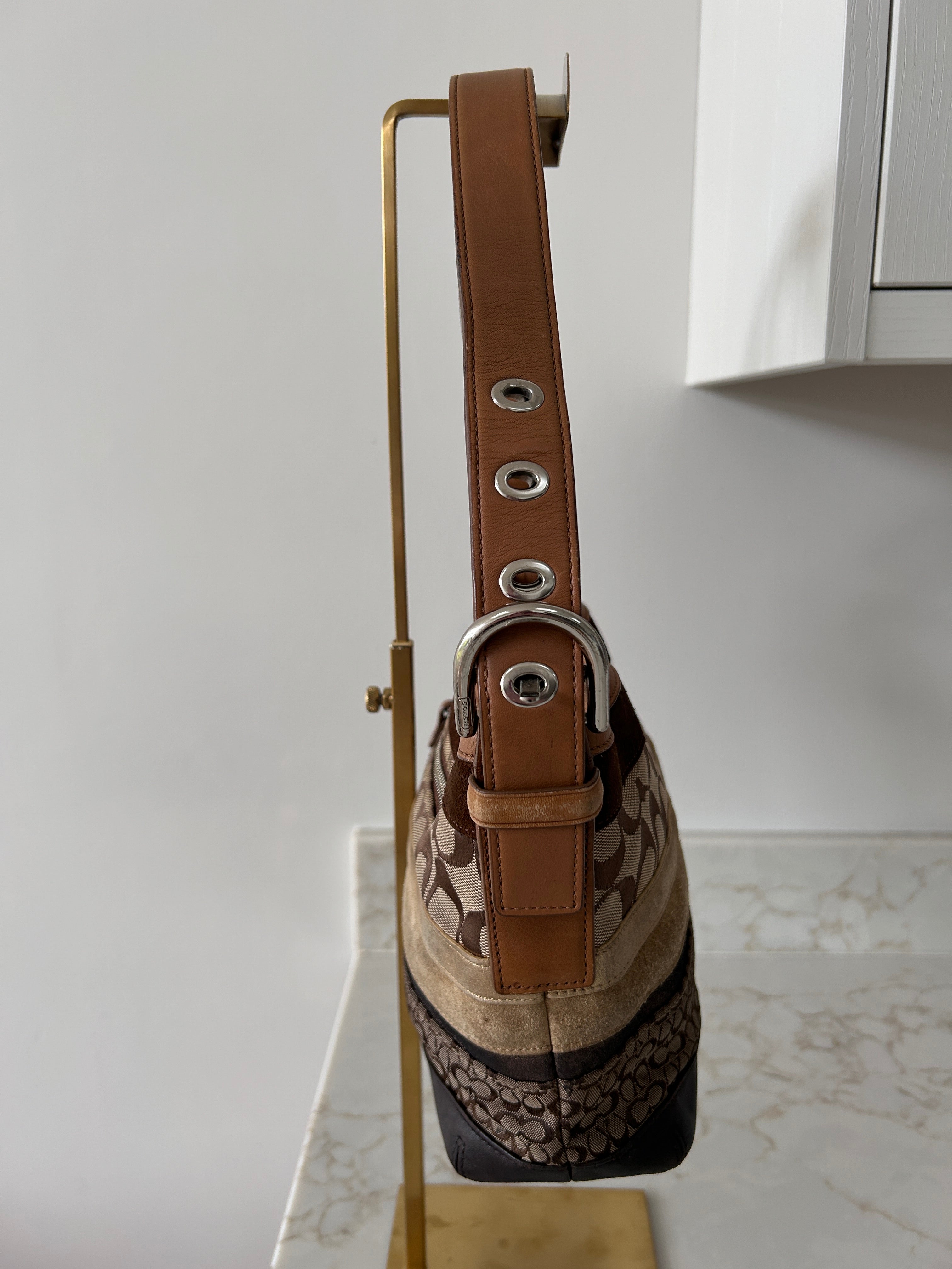 Vintage Coach patchwork shoulder bag and wristlet