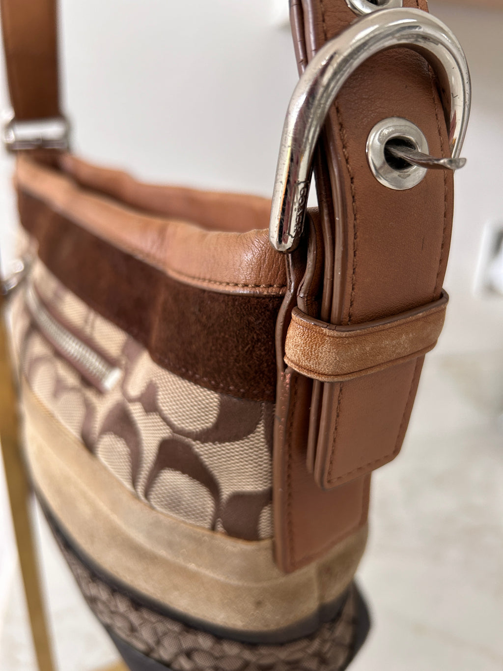 Vintage Coach patchwork shoulder bag and wristlet