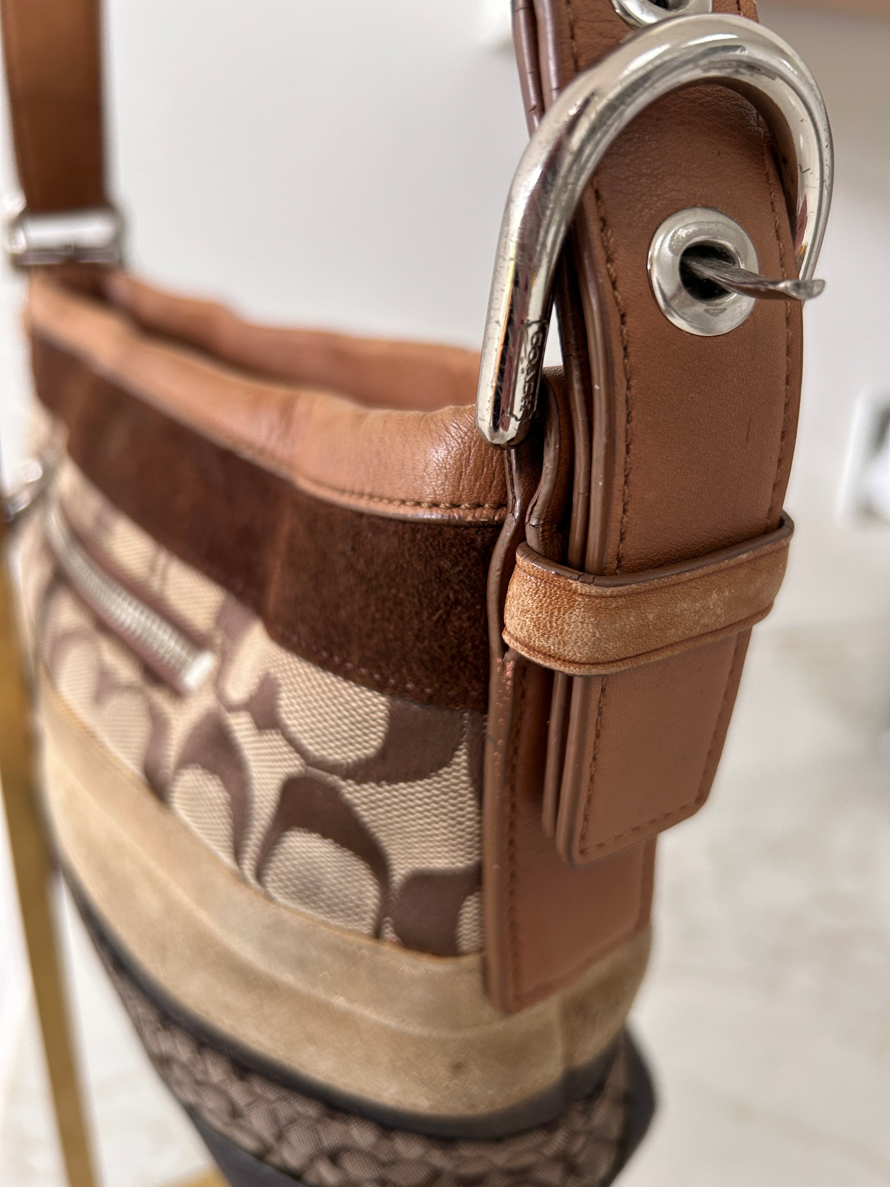 Vintage Coach patchwork shoulder bag and wristlet