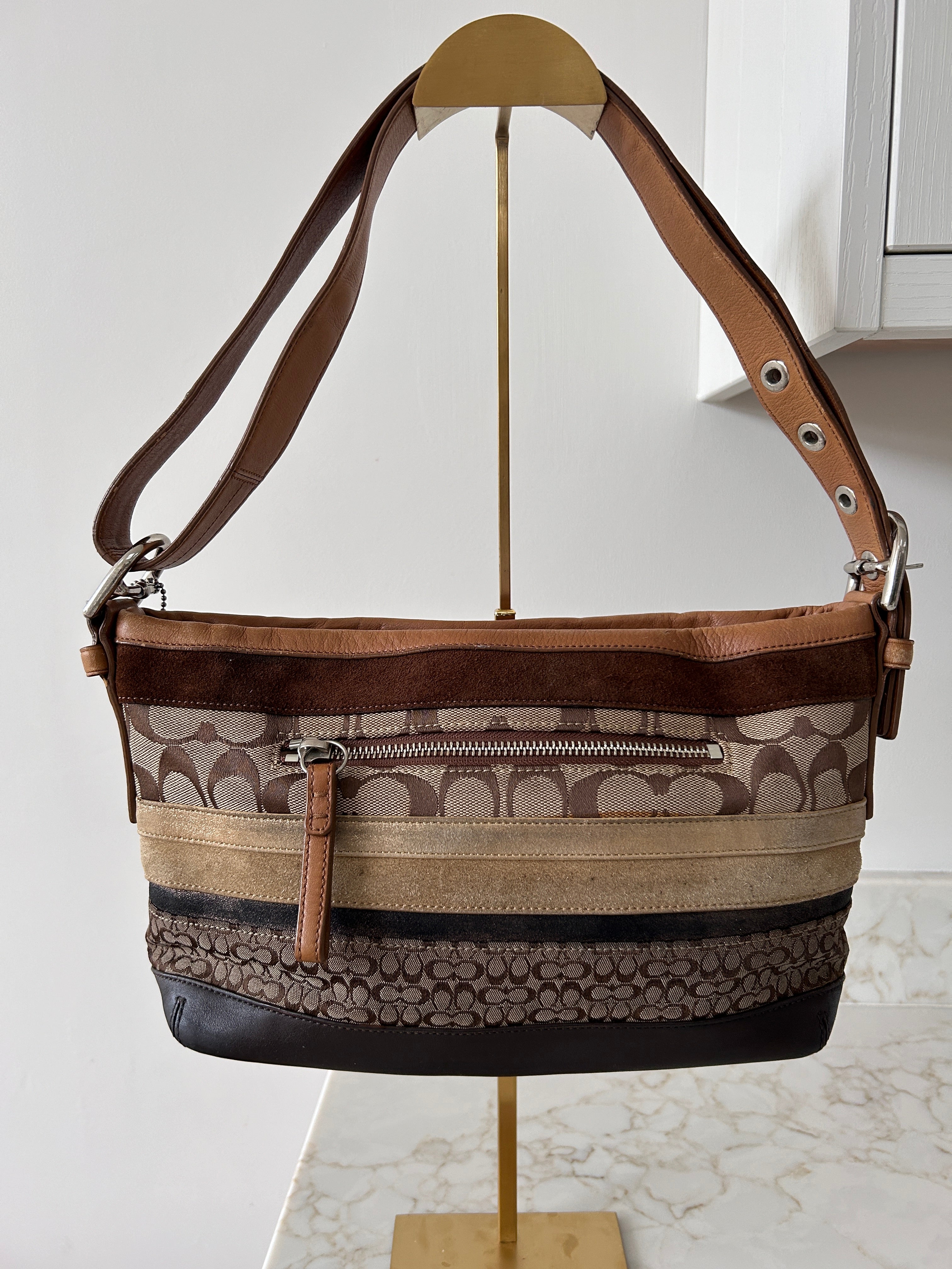 Vintage Coach patchwork shoulder bag and wristlet