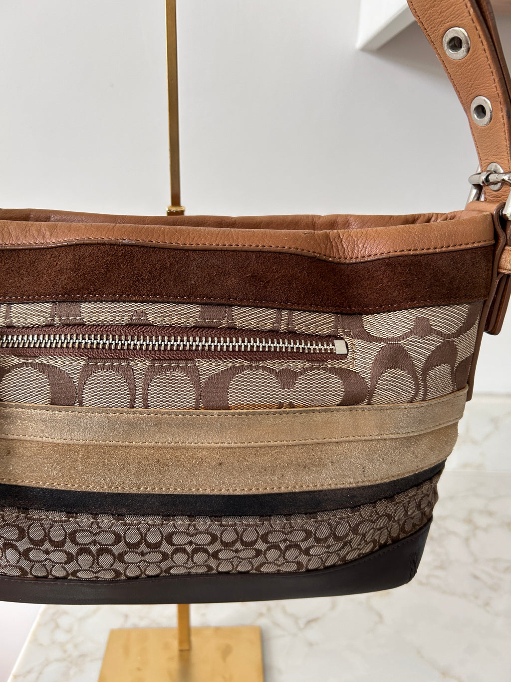 Vintage Coach patchwork shoulder bag and wristlet