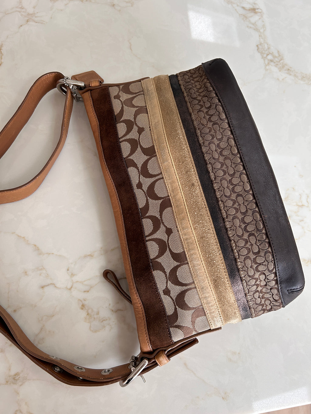 Vintage Coach patchwork shoulder bag and wristlet