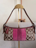 Vintage Coach pink suede baguette shoulder bag