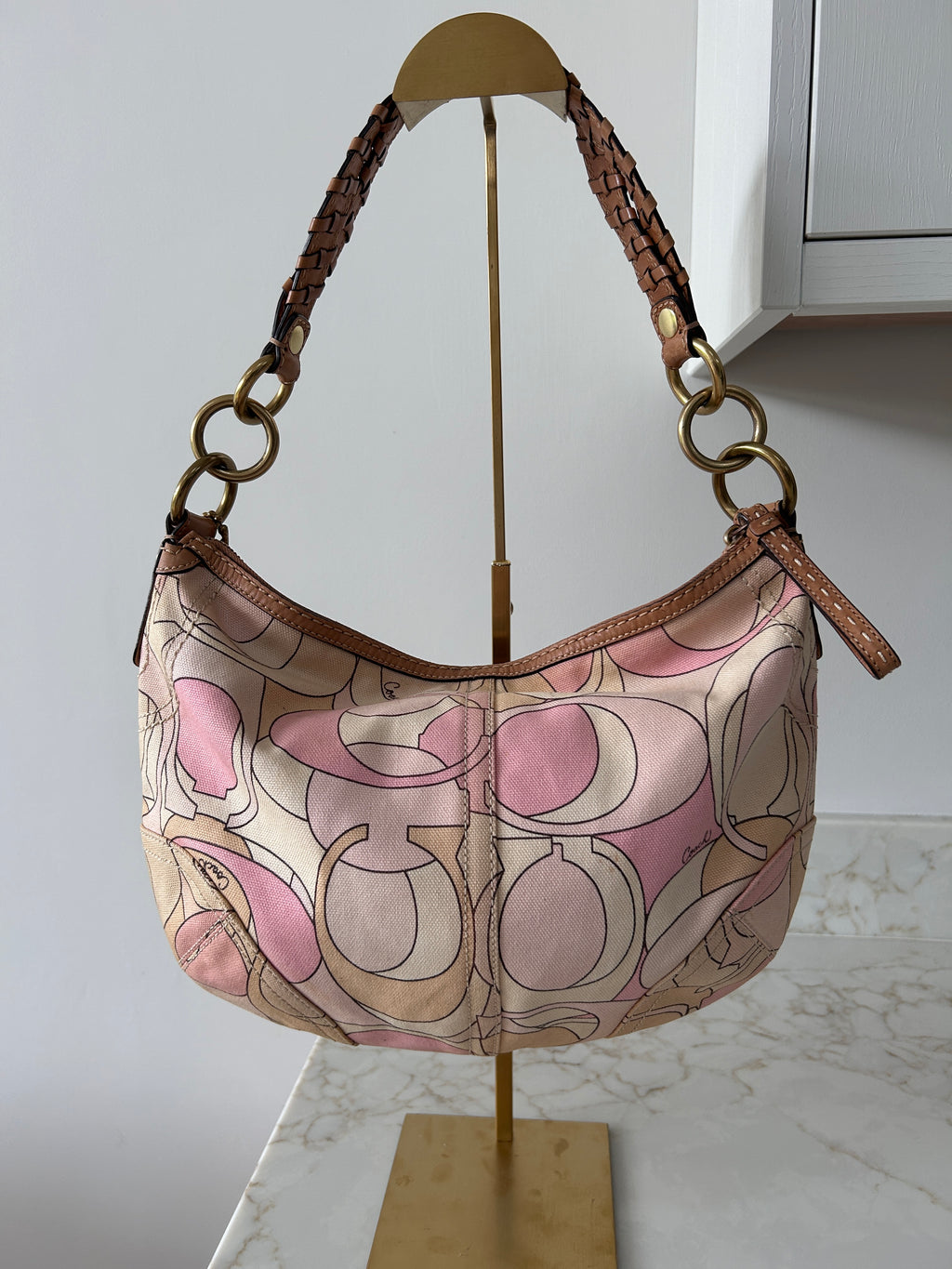 Vintage Coach pastel pink shoulder bag