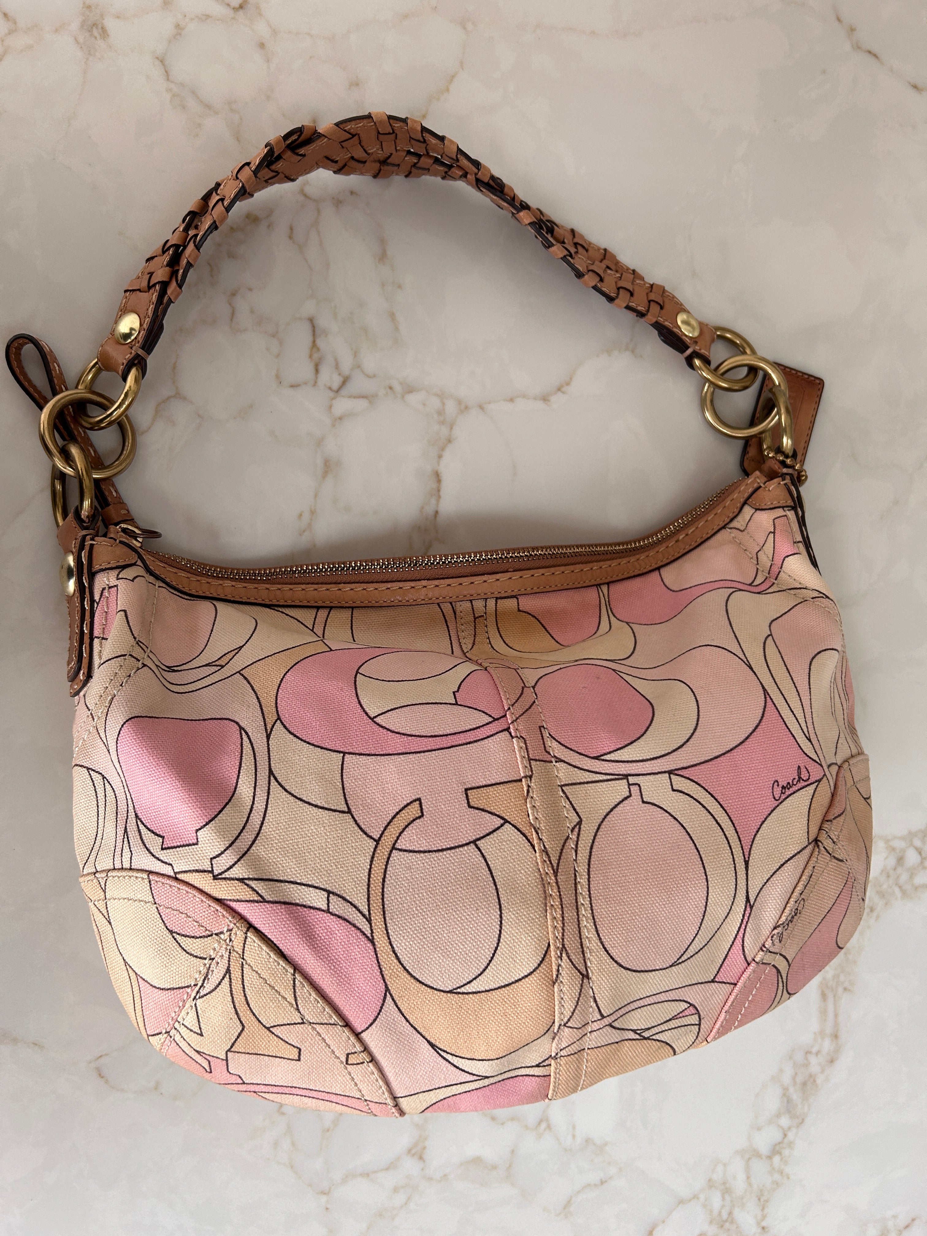 Vintage Coach pastel pink shoulder bag