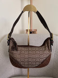 Vintage Coach brown monogram suede shoulder bag