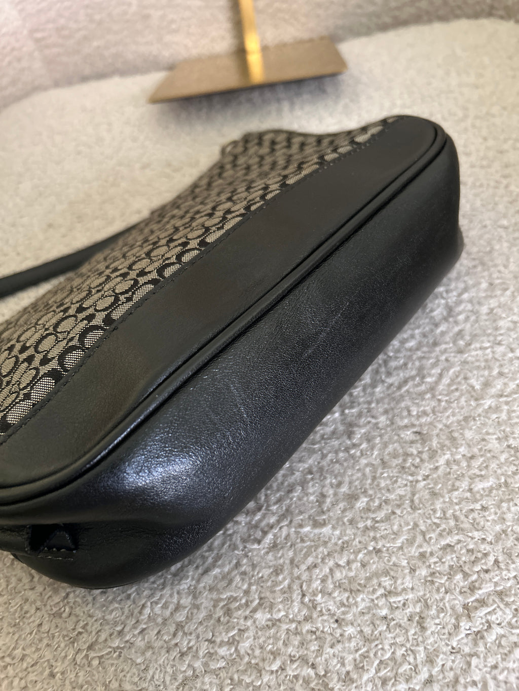 Vintage Coach Demi black mini monogram shoulder bag