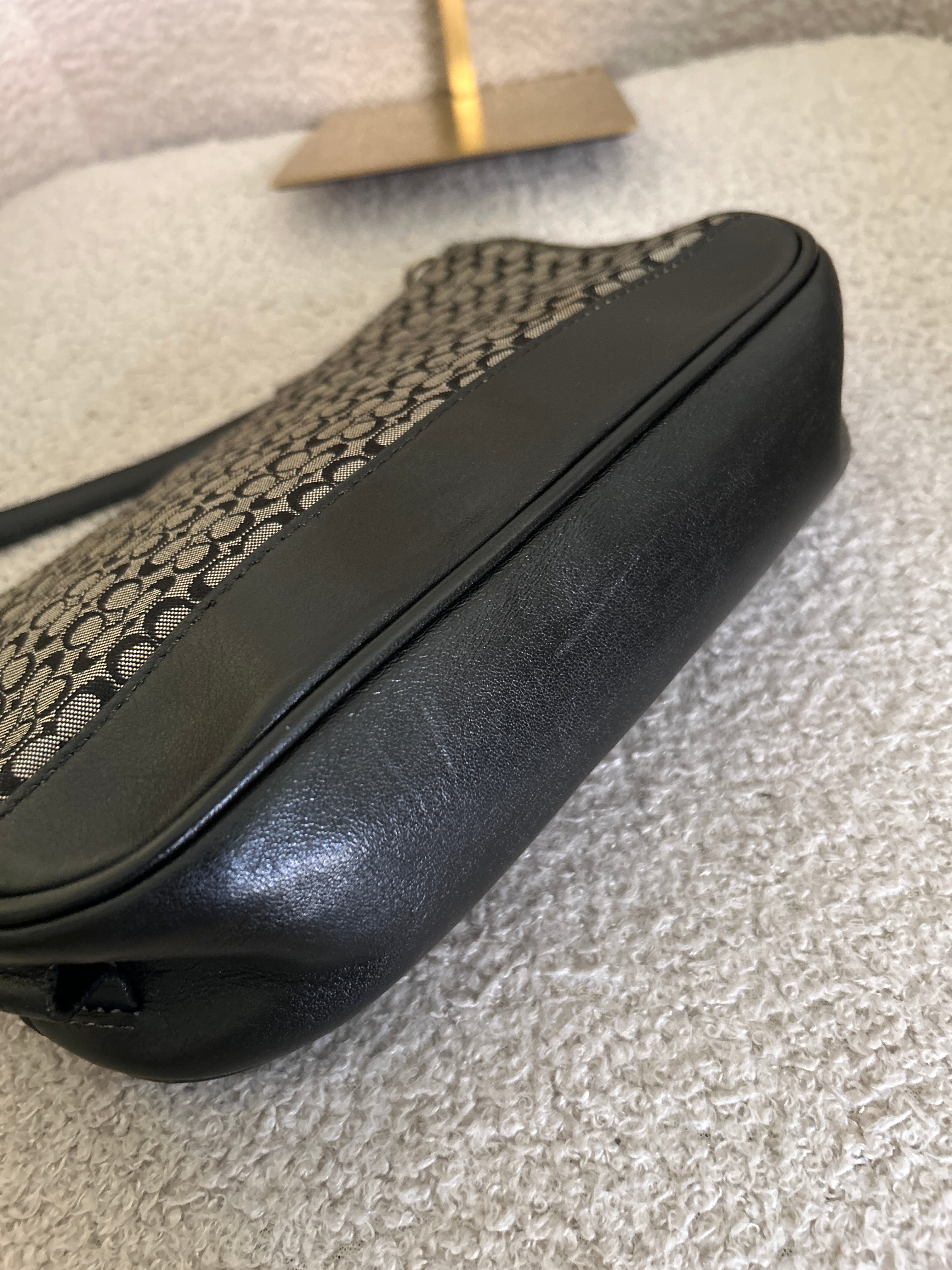 Vintage Coach Demi black mini monogram shoulder bag