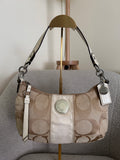 Vintage Coach signature monogram white stripe shoulder bag