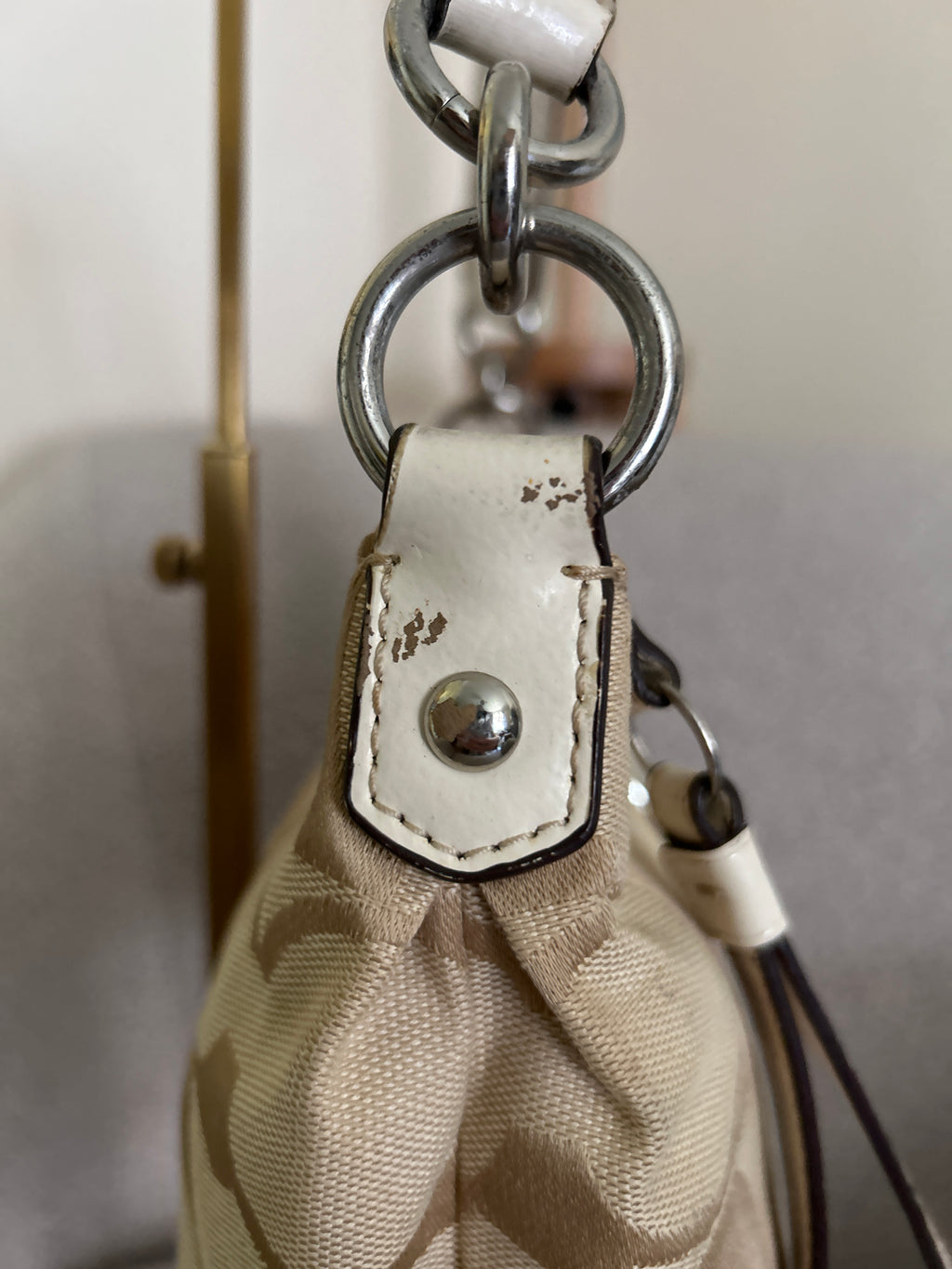 Vintage Coach signature monogram white stripe shoulder bag