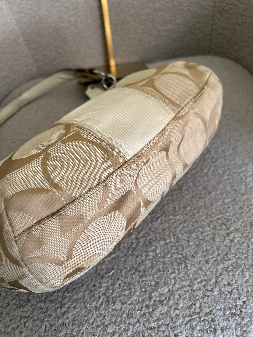 Vintage Coach signature monogram white stripe shoulder bag
