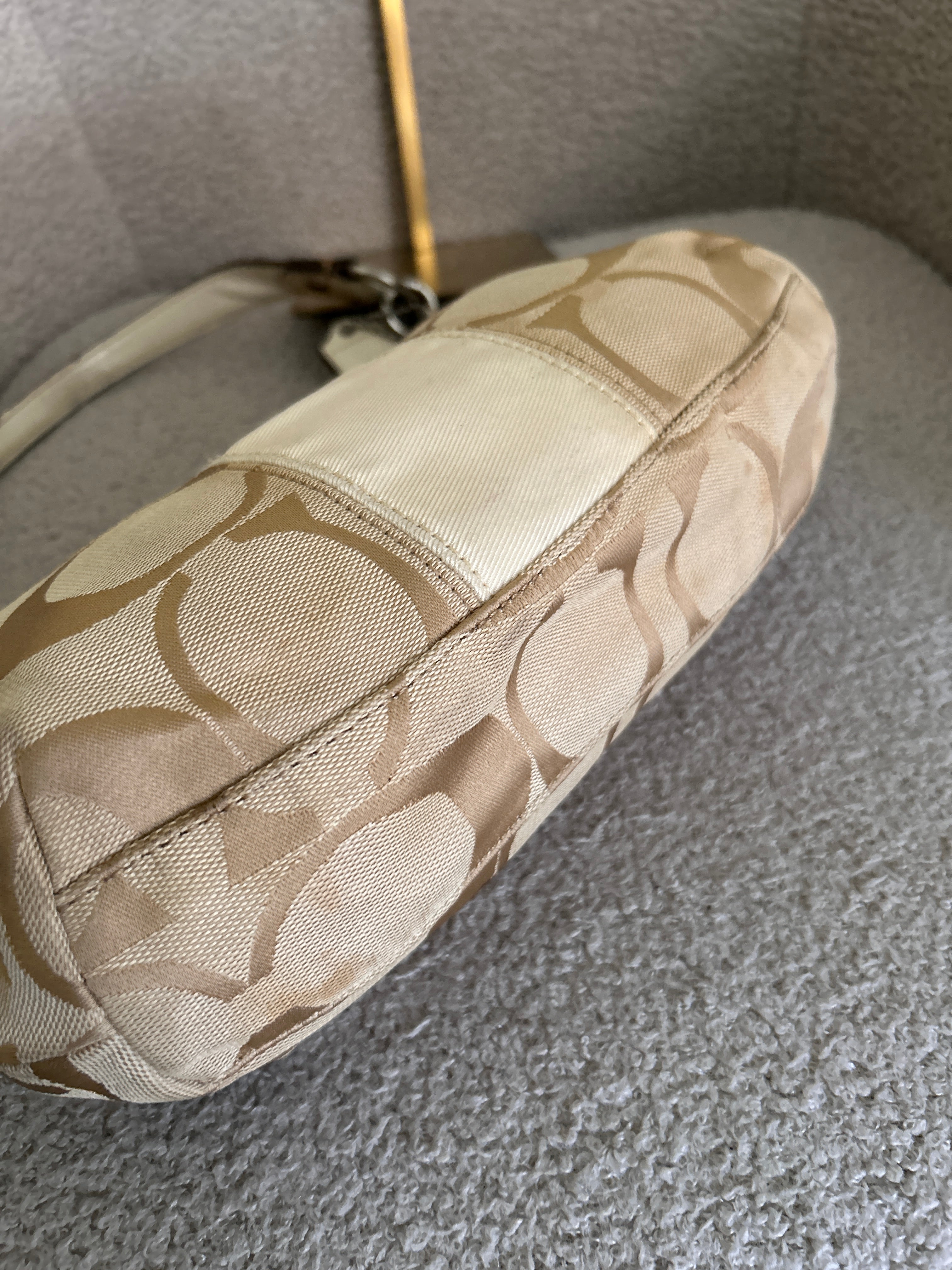 Vintage Coach signature monogram white stripe shoulder bag