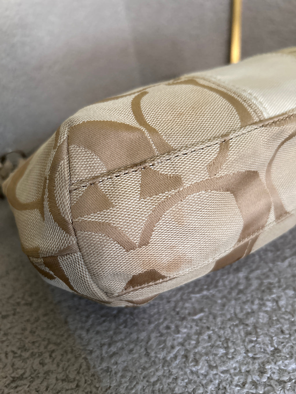Vintage Coach signature monogram white stripe shoulder bag