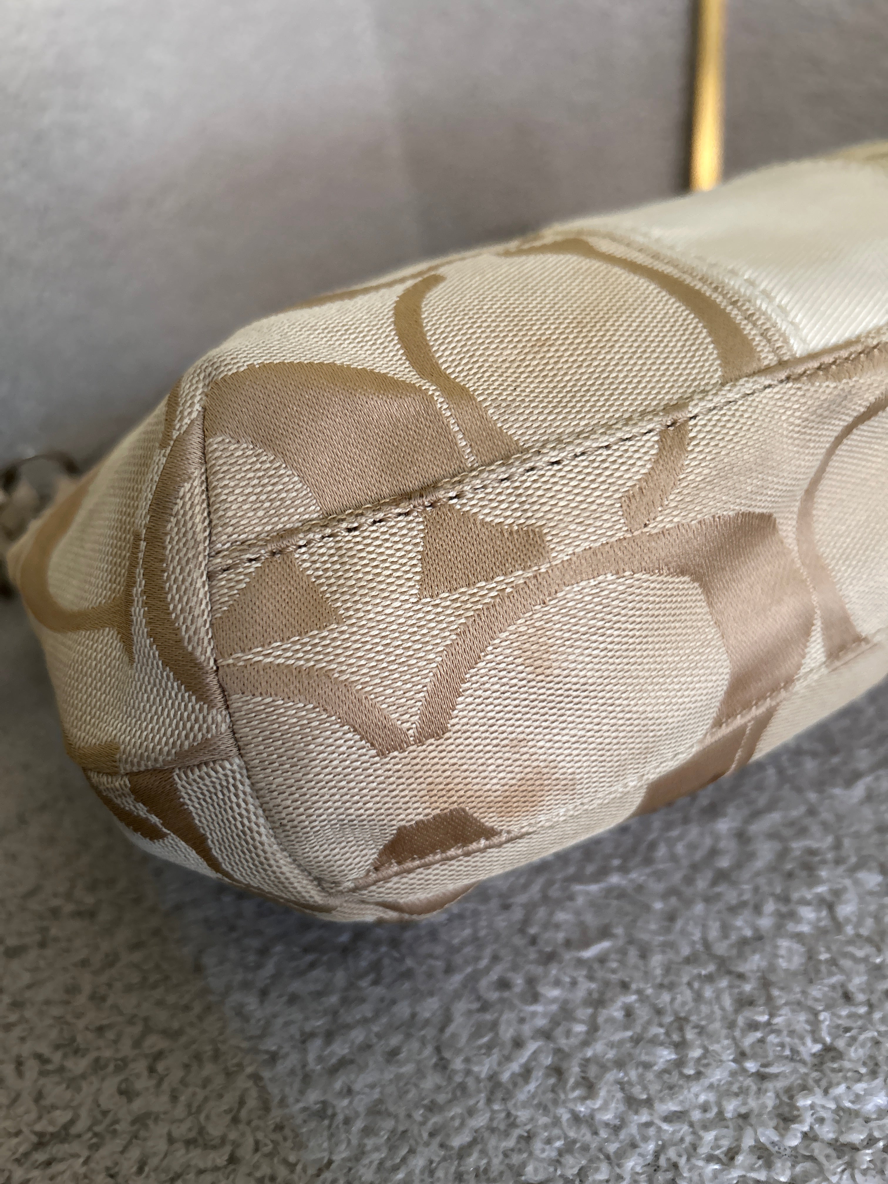 Vintage Coach signature monogram white stripe shoulder bag