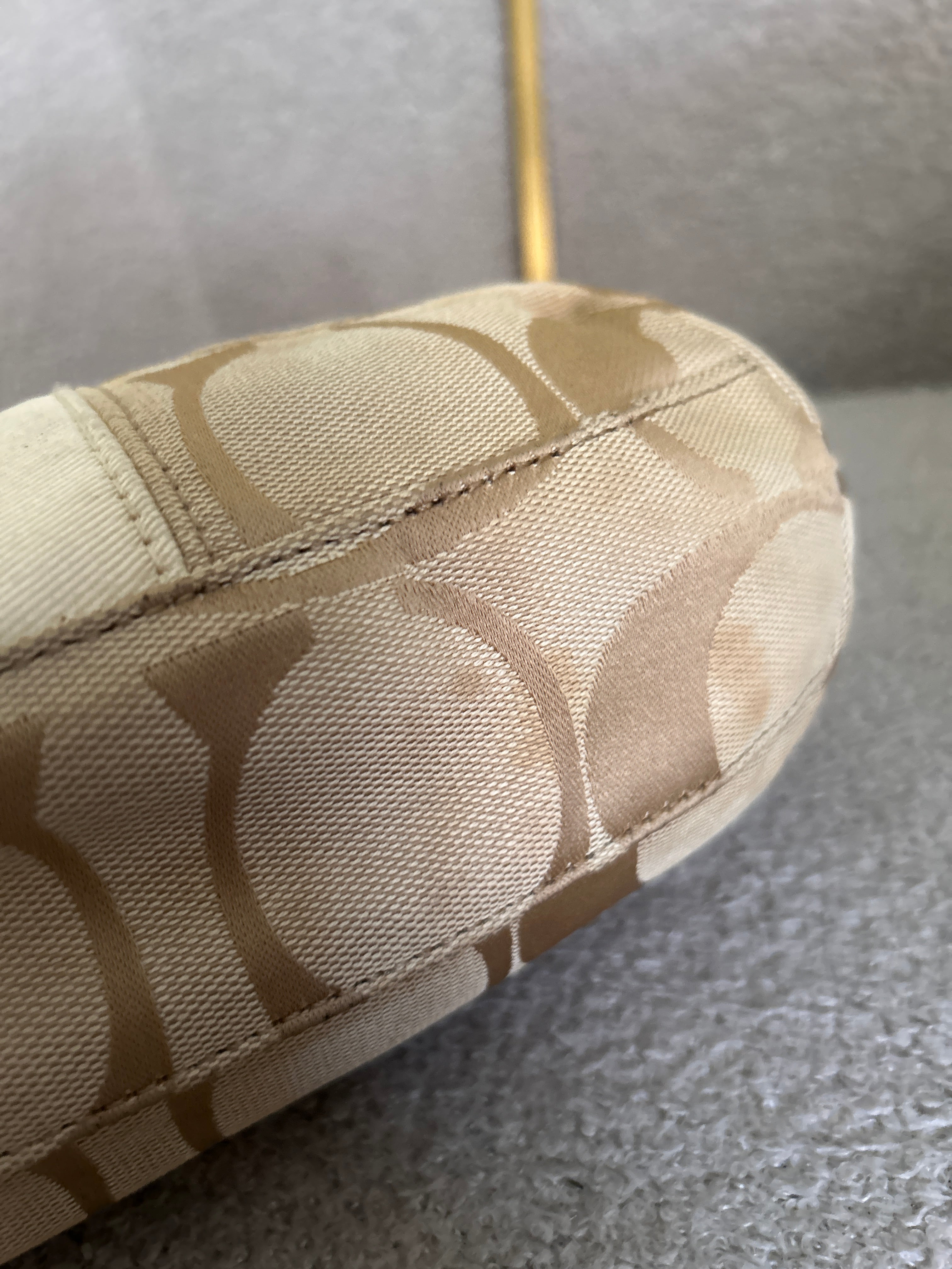 Vintage Coach signature monogram white stripe shoulder bag