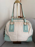 Vintage Coach cream and light blue shoulder bag