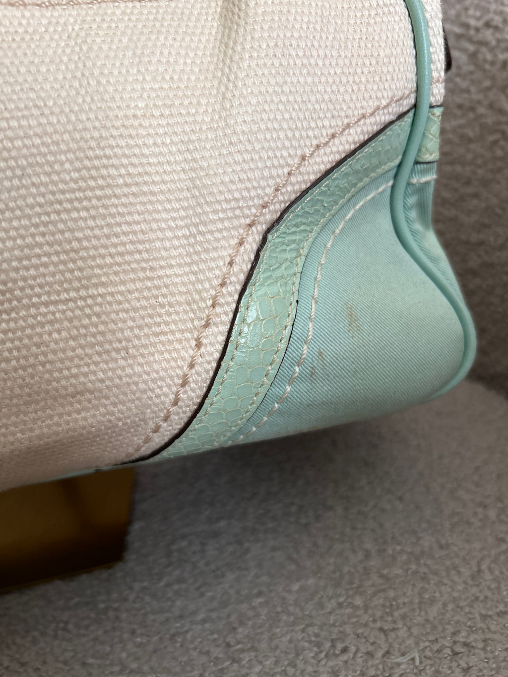 Vintage Coach cream and light blue shoulder bag
