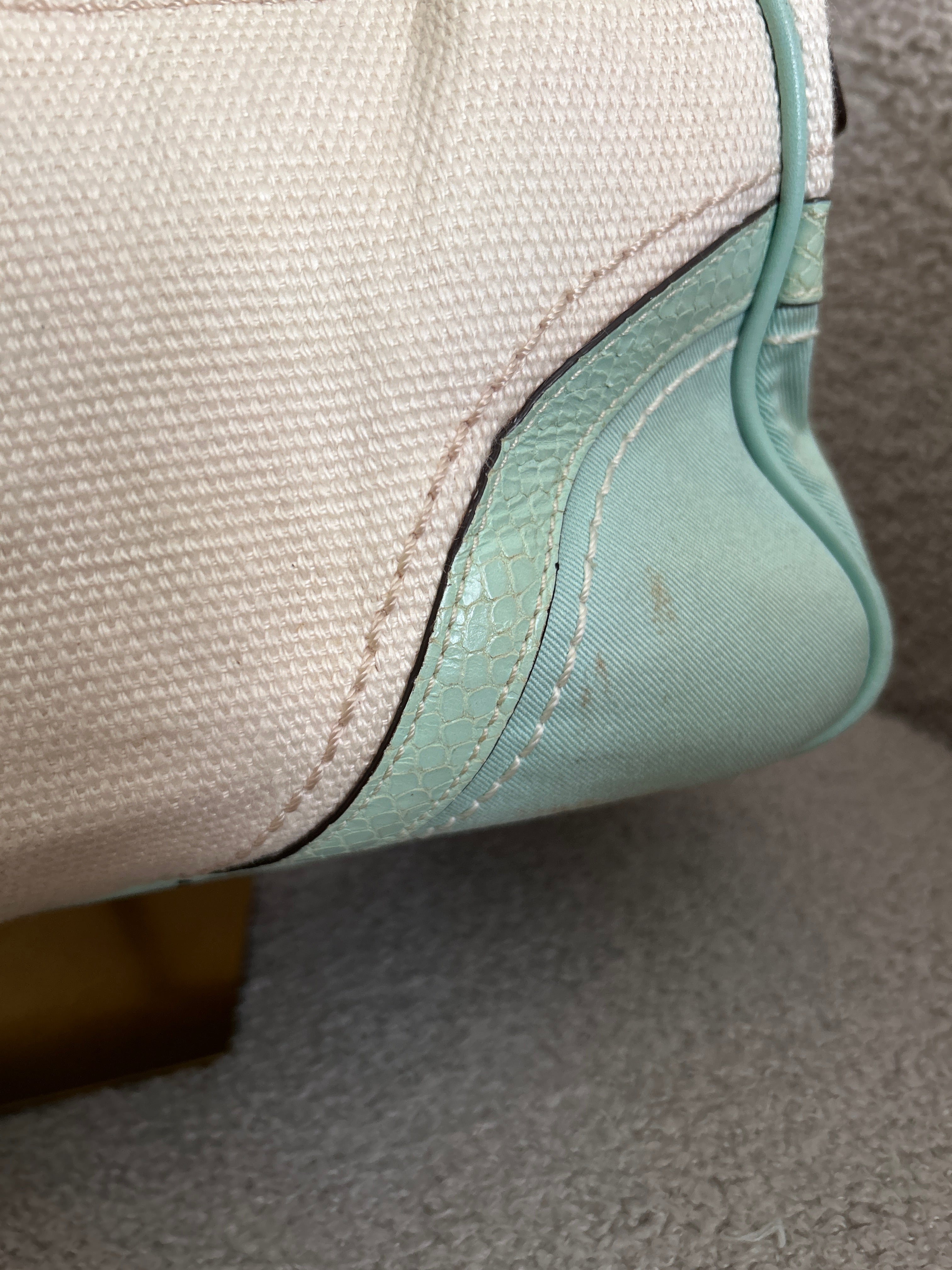 Vintage Coach cream and light blue shoulder bag