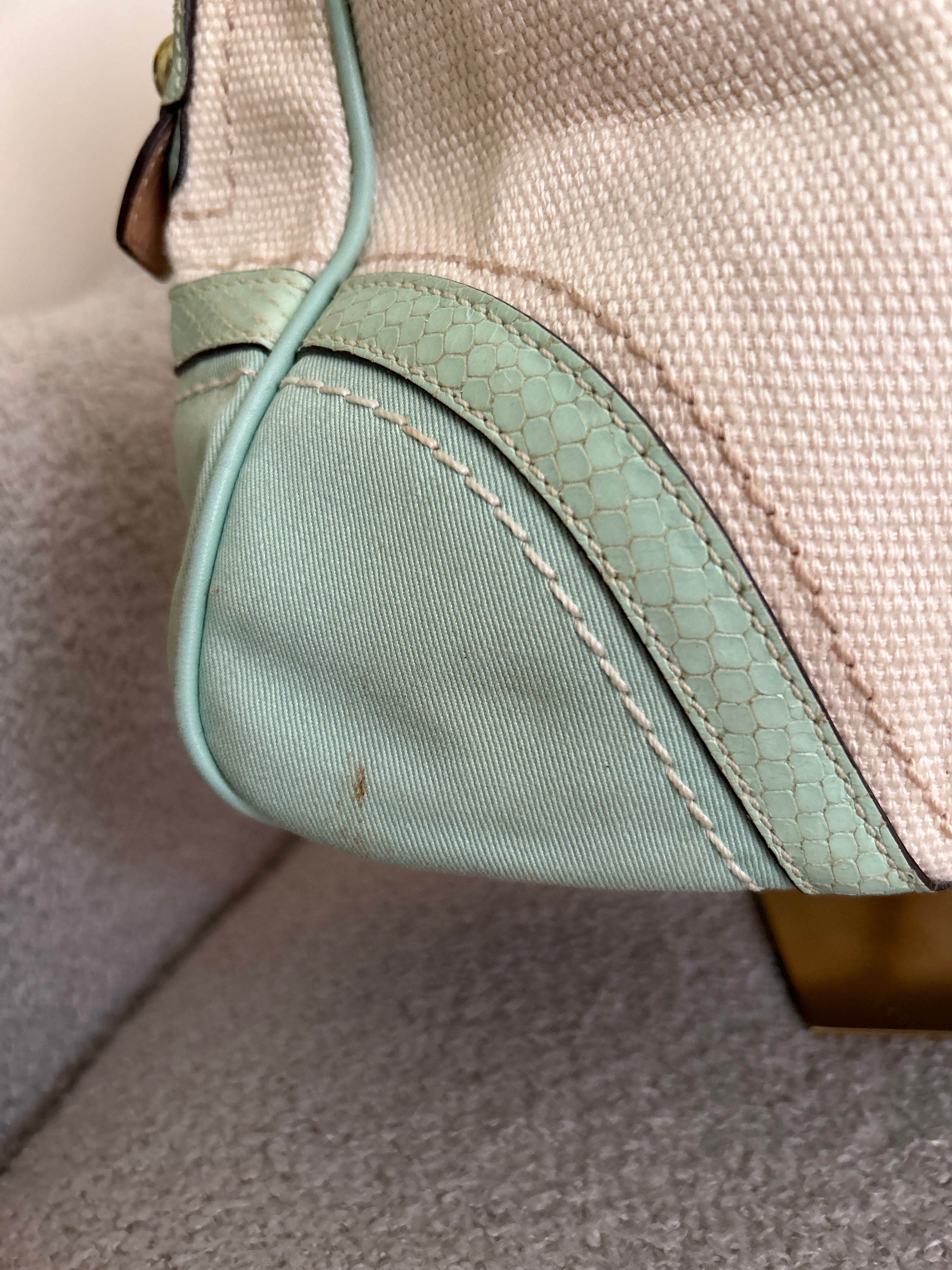 Vintage Coach cream and light blue shoulder bag