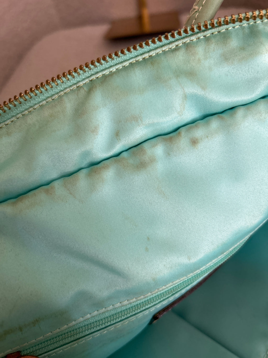 Vintage Coach cream and light blue shoulder bag